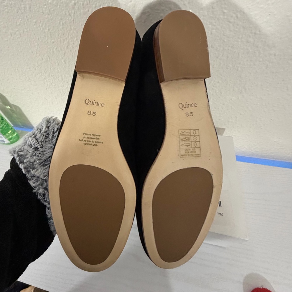 Quince Women's Italian Suede Penny Loafers Luxury Comfort Shoes in black. NWT - Picture 10 of 13